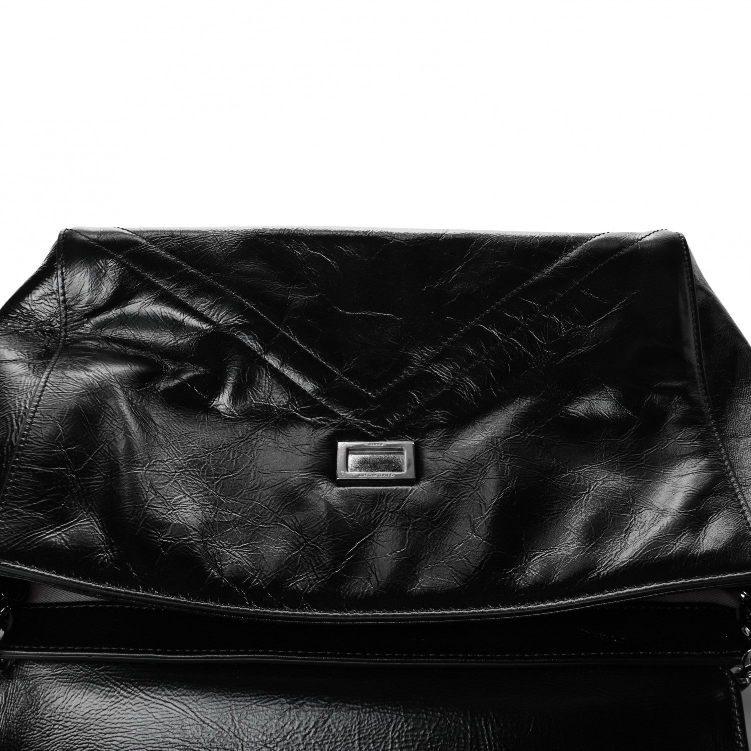 Givenchy Creased Patent Calfskin Medium ID Flap Black 6 of 7