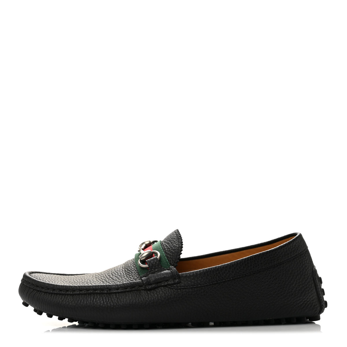 Gucci Road Calfskin Web Mens Horsebit Driver Loafers 10 Black 1 of 12