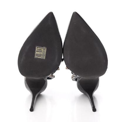 Valentino Garavani Pebbled Calfskin Onyx Rockstud Rolling Ankle Strap 100mm Pumps 36.5 Black 5 of 9