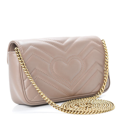 Gucci Calfskin Matelasse Super Mini GG Marmont Shoulder Bag Porcelain Rose 3 of 17