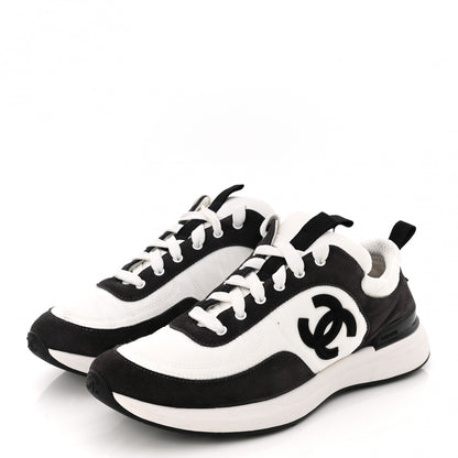 Chanel Nylon Suede Calfskin CC Sneakers 39 White Dark Grey 3 of 8