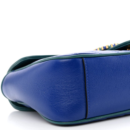 Gucci Azalea Calfskin Enamel Matelasse Diagonal Small Torchon GG Marmont Shoulder Bag Imperial Blue Pavone 8 of 10