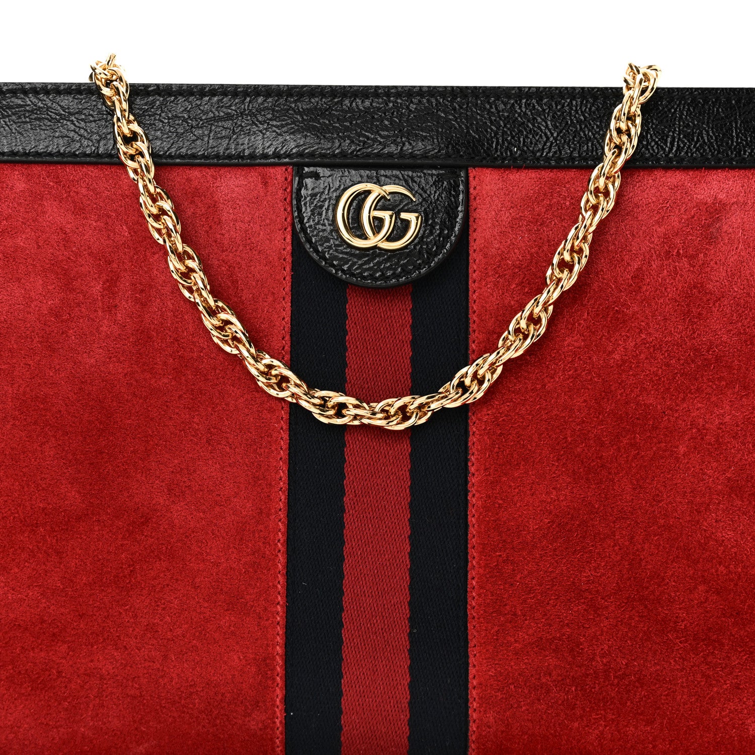 Gucci Suede Patent Web Medium Ophidia Chain Shoulder Bag Hibiscus Red Black 8 of 10
