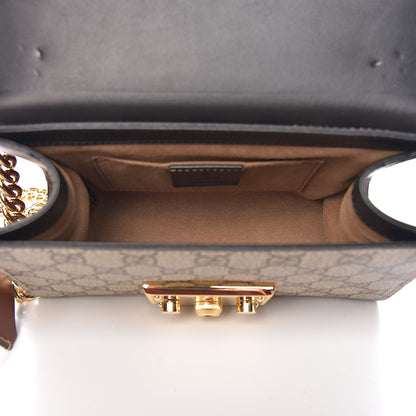 Gucci GG Supreme Monogram Calfskin Small Padlock Shoulder Bag Beige Black Cuir 5 of 13