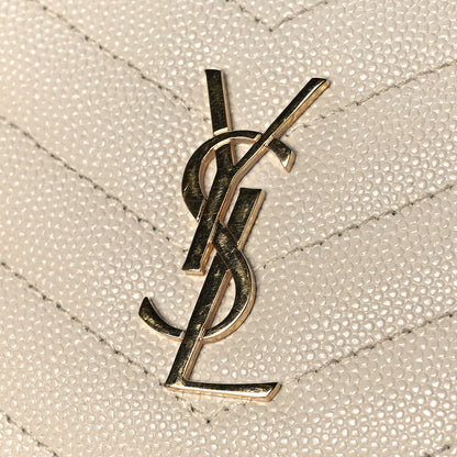 Saint Laurent Grain De Poudre Matelasse Chevron Monogram Fragments Zippered Card Case Crema Soft 11 of 12