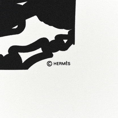 Hermes Silk Brides de Gala en Desordre Scarf 90 White Black 3 of 4