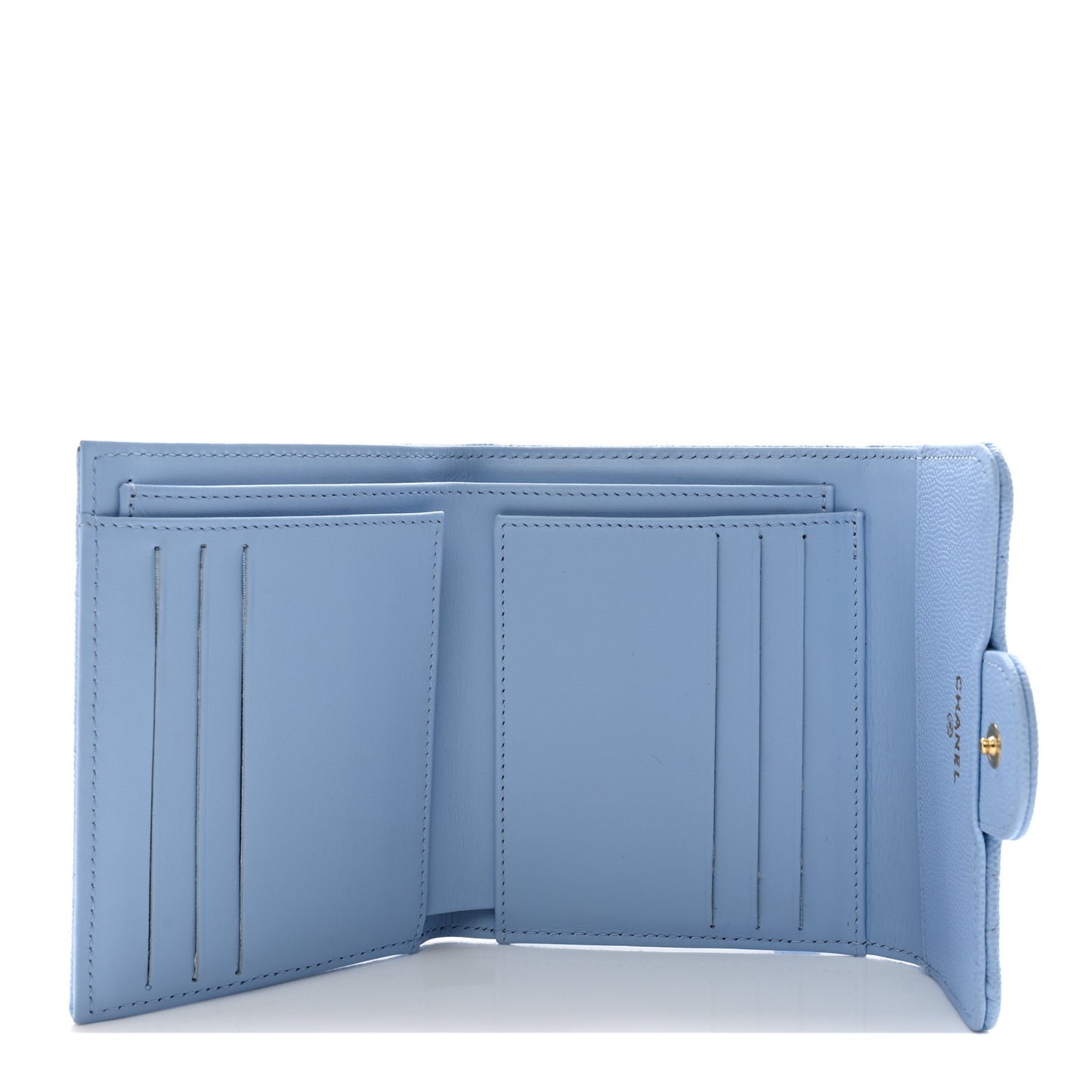 Caviar Quilted Compact Flap Wallet Light Blue
