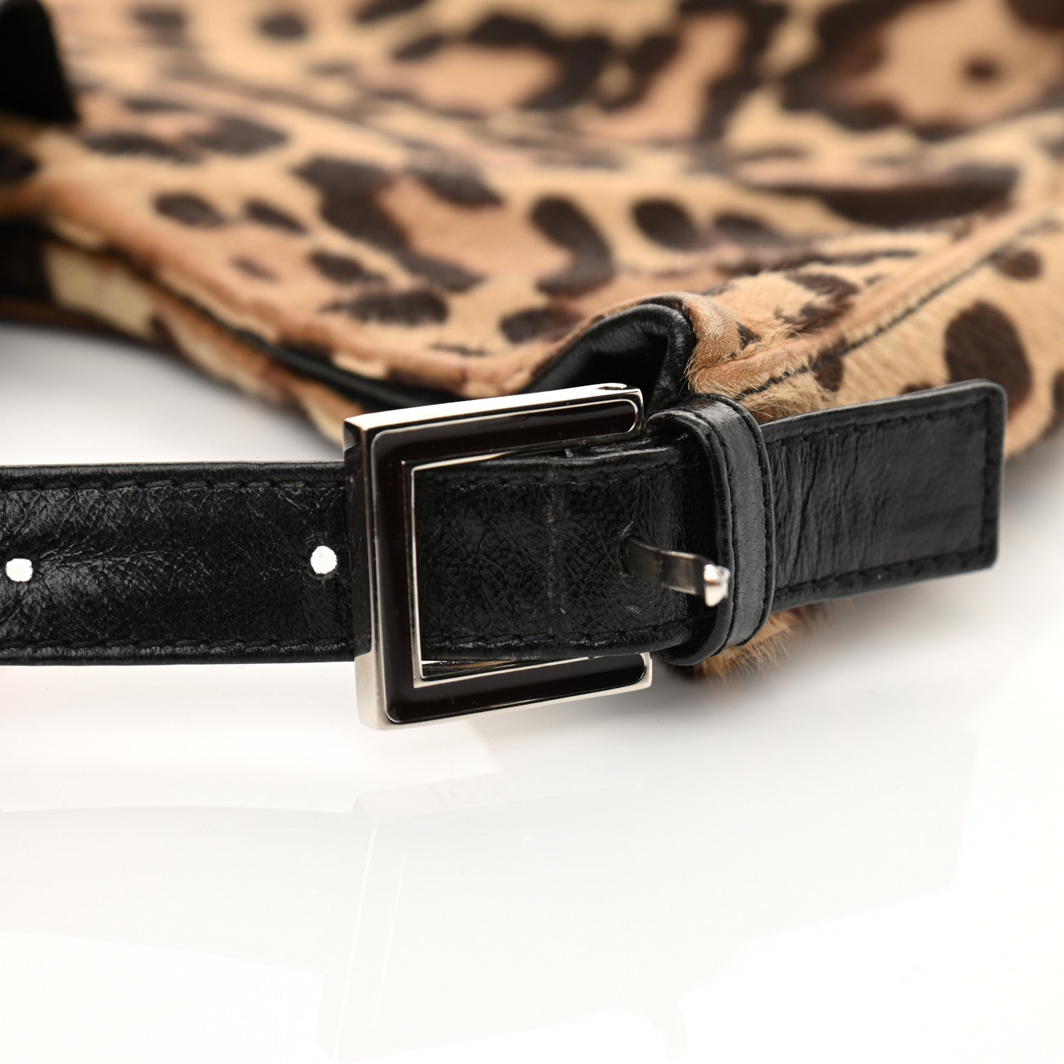 Fendi Calf Hair Leopard Print Shoulder Bag Brown Black 10 of 19