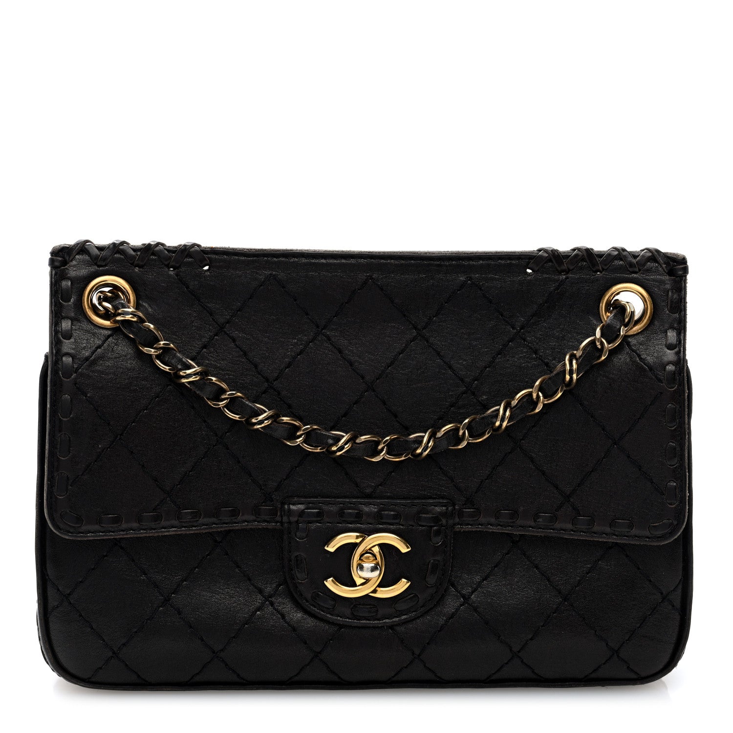 Chanel Calfskin Stitched Medium Vintage Single Flap Dark Brown 1 of 10