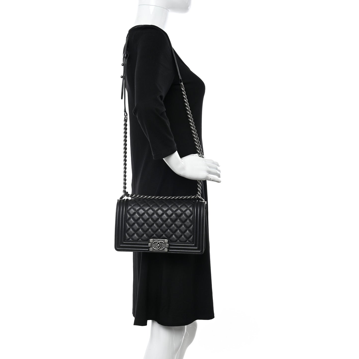 Lambskin Quilted Medium Boy Flap Black