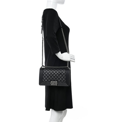 Chanel Lambskin Quilted Medium Boy Flap Black 2 of 10