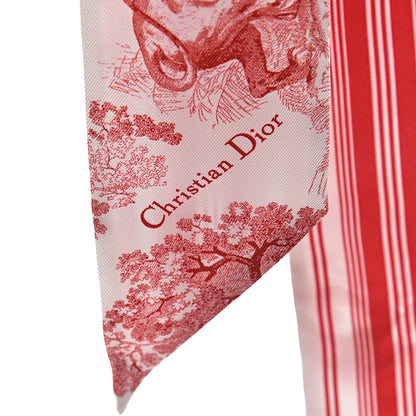 Christian Dior Silk Toile De Jouy Mitzah Scarf Red 4 of 4