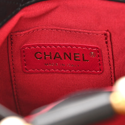 Chanel Lambskin Quilted Pearl Crown Drawstring Bag Black 6 of 11