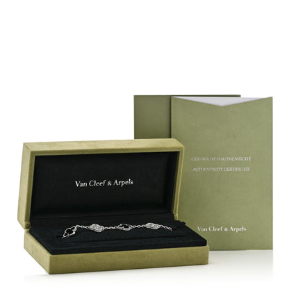 Van Cleef & Arpels 18K White Gold Diamond Black Onyx 5 Motifs Vintage Alhambra Bracelet 6 of 6