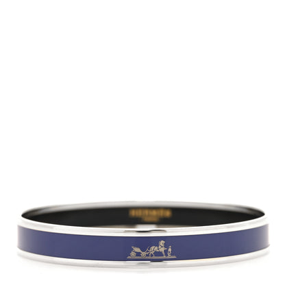 Hermes Enamel Printed Narrow Caleche Bracelet 70 Ultramarine 1 of 6