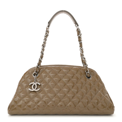 Chanel Patent Quilted Medium Just Mademoiselle Bowling Bag Grey 1 of 13
