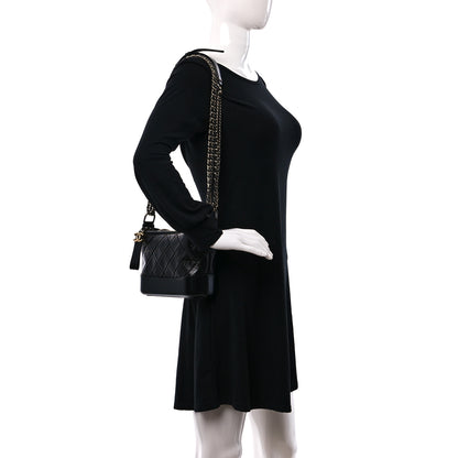 Chanel Aged Calfskin Quilted Small Gabrielle Hobo Black 2 of 9