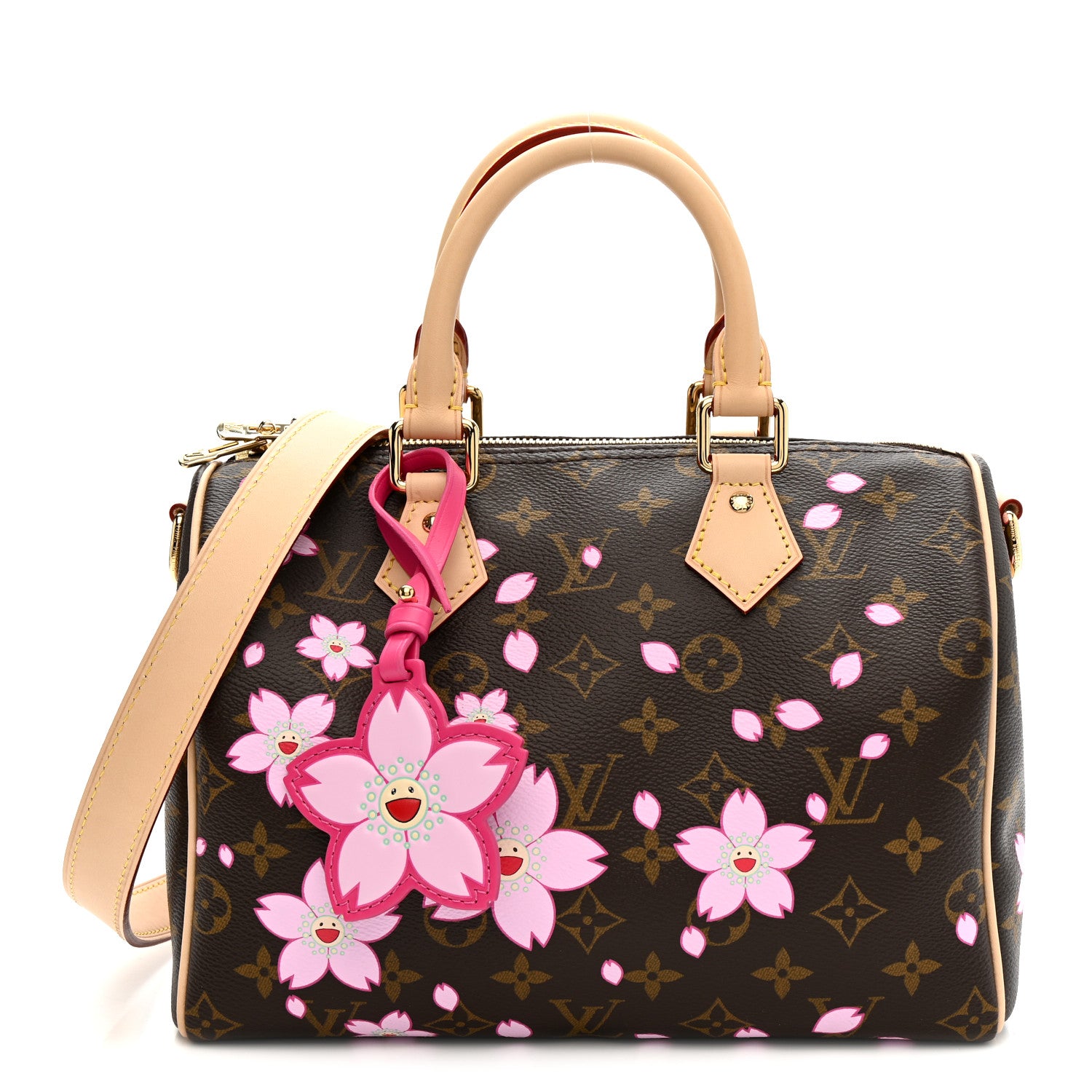 Louis Vuitton LV X TM Monogram Cherry Blossom Speedy Bandouliere 25 Sakura Brown 1 of 9