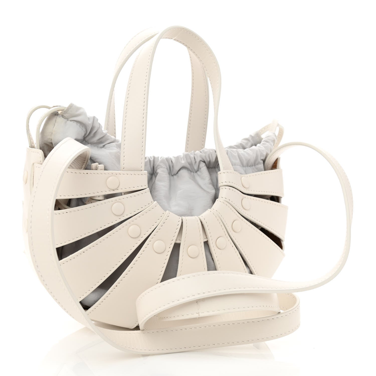 Bottega Veneta French Calfskin Small Shell White Frost 4 of 10