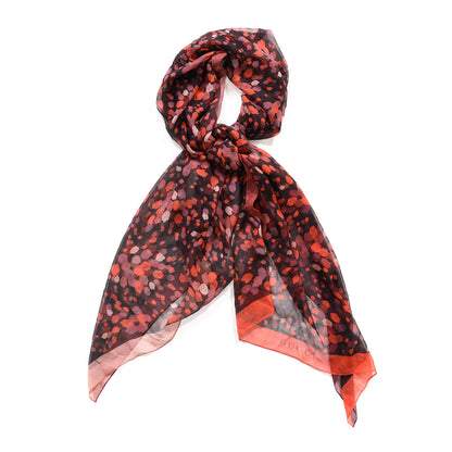 Gucci Silk Leaf Print Scarf Black Red 1 of 4
