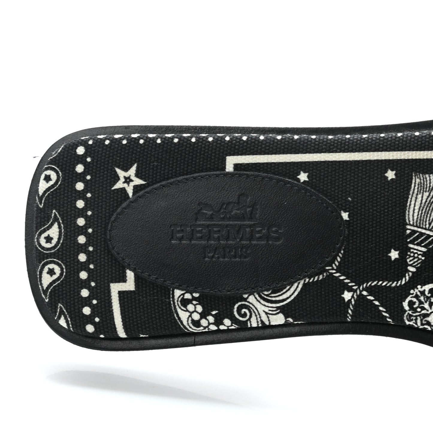 Box Cotton Canvas Printed Les Cles Bandana Oran Sandals 36 Black