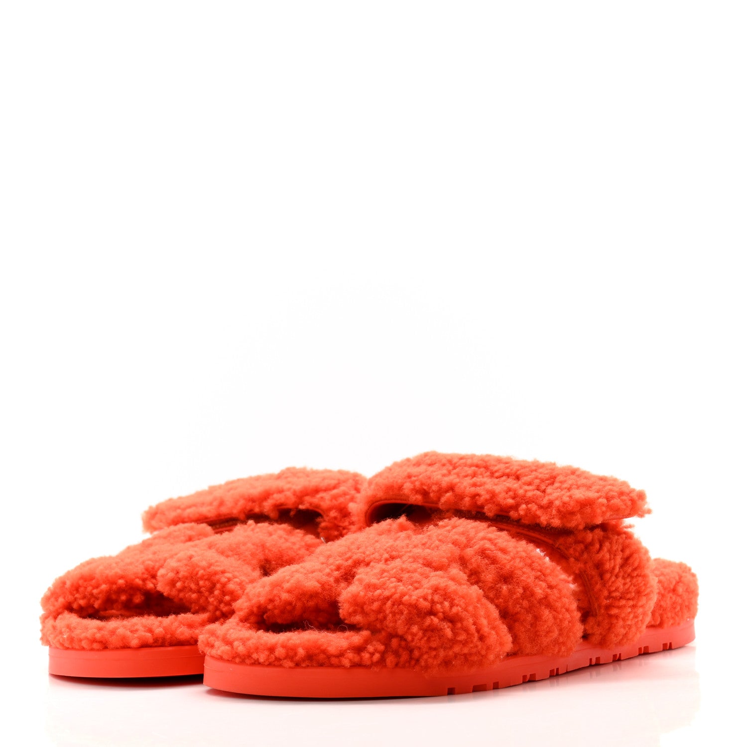 Hermes Woolskin Womens Chypre Sandals 36 Orange 3 of 8
