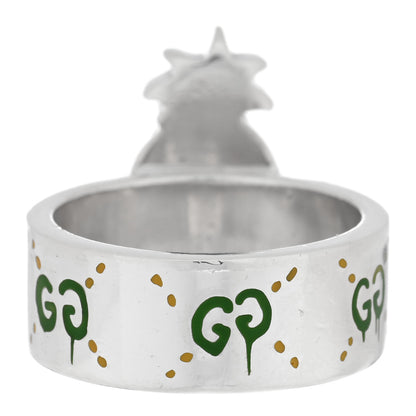 Gucci Sterling Silver Enamel GucciGhost Pineapple Ring 60 9.25 3 of 4