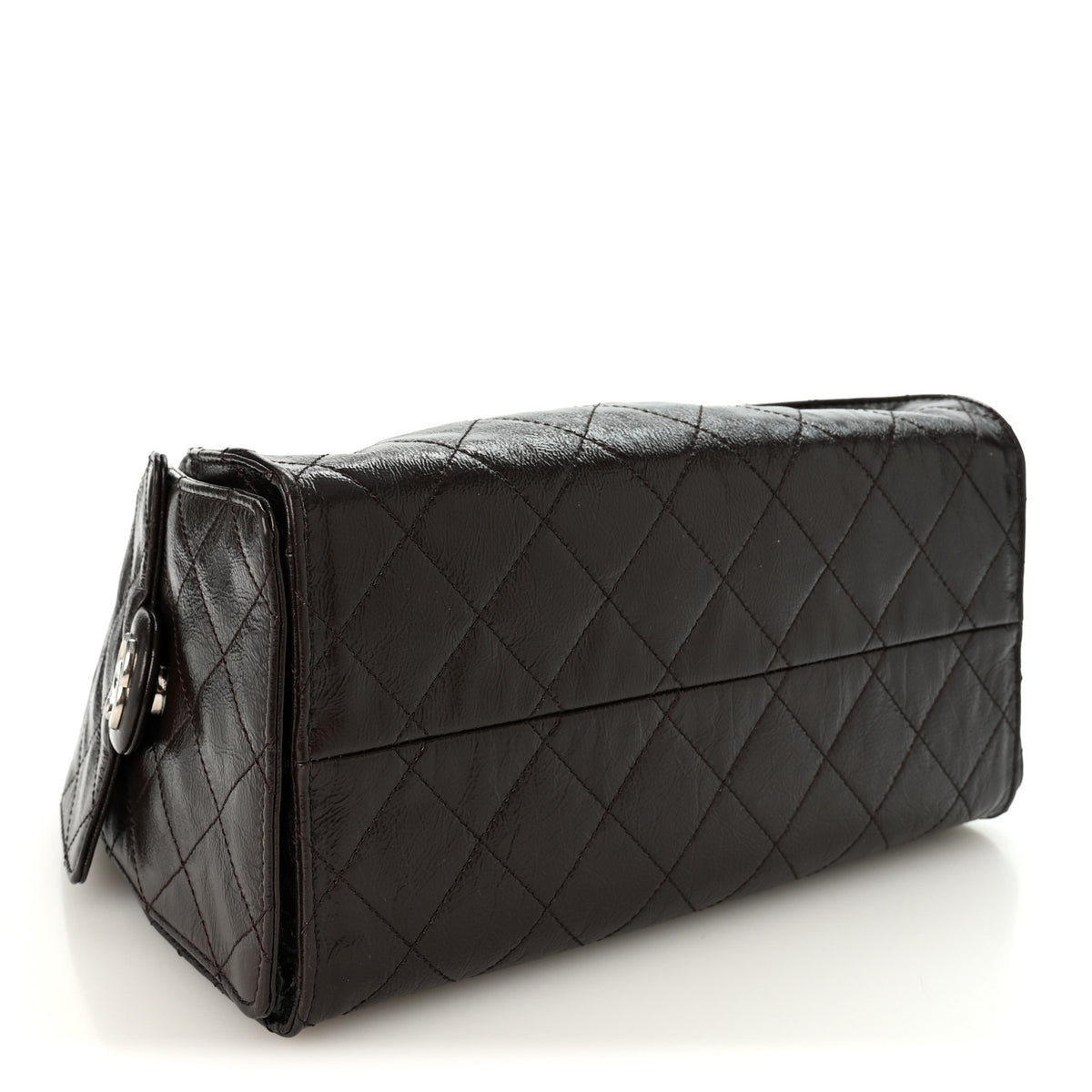 Chanel Shiny Crumpled Calfskin Quilted Small Chanel 25 Handbag Dark Brown 4 of 10