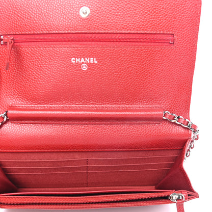 Chanel Caviar Quilted Wallet On Chain WOC Red 4 of 4