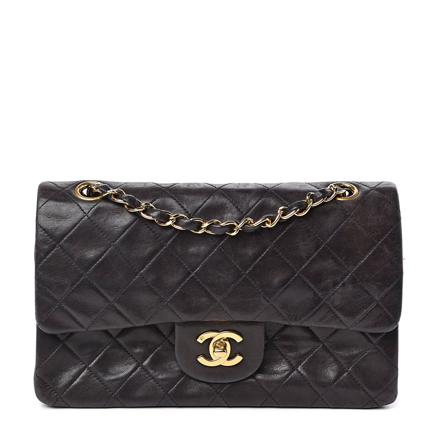 Lambskin Quilted Small Double Flap Black