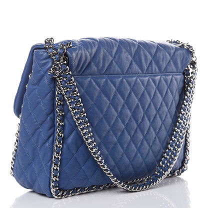 Chanel Washed Lambskin Quilted Chain Around Maxi Flap Light Blue 3 of 17