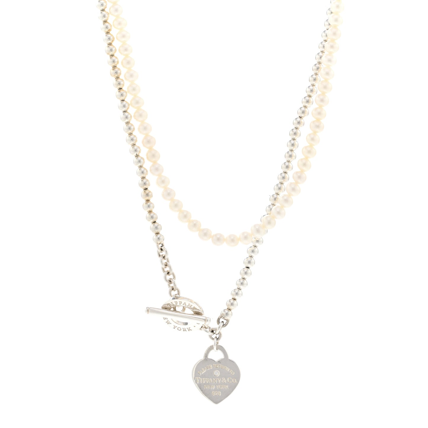 Sterling Silver Diamond Pearl Return to Tiffany Wrap Necklace