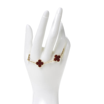 Van Cleef & Arpels 18K Yellow Gold Carnelian 5 Motifs Vintage Alhambra Bracelet 2 of 9
