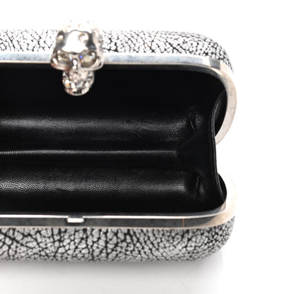 Alexander McQueen Metallic Crackled Lambskin Skull Box Clutch Silver 4 of 4