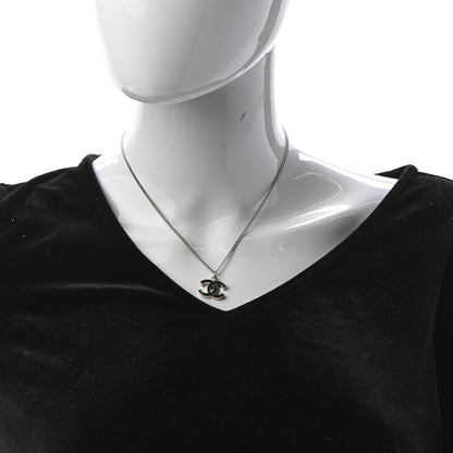 Chanel Enamel CC Pendant Necklace Black Silver 2 of 5