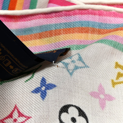 Louis Vuitton LV X TM Wool Silk Monogram Multicolor Shawl White 3 of 3