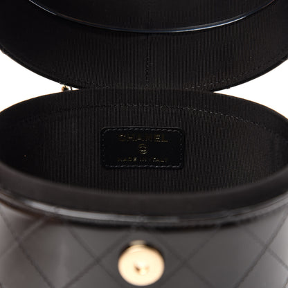 Chanel Patent Quilted Round Small Vanity With Chain Black 8 of 11