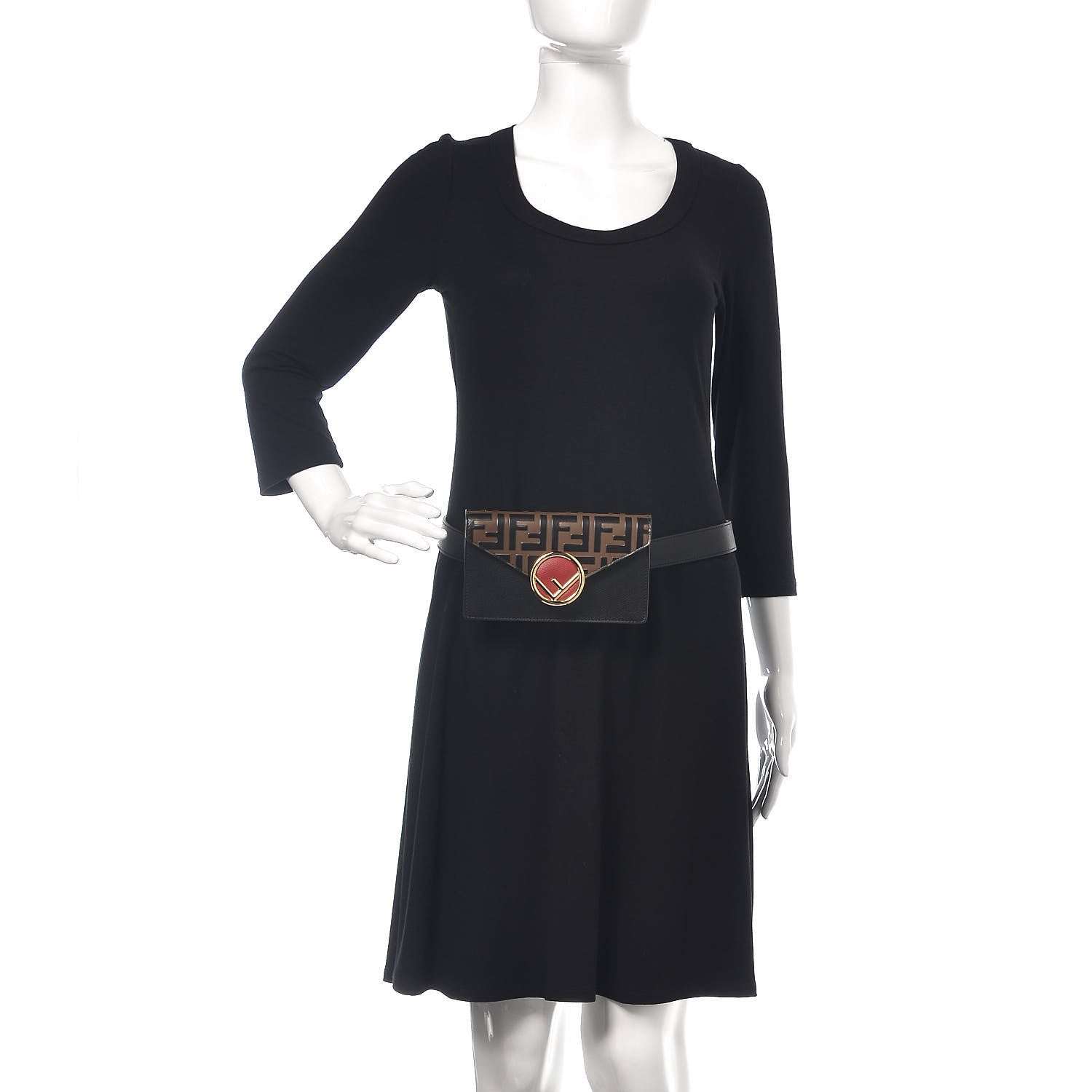 Fendi Vitello Cruise F is Fendi Bi-Color FF 1974 Embossed Envelope Belt Bag Maya Black 3 of 11