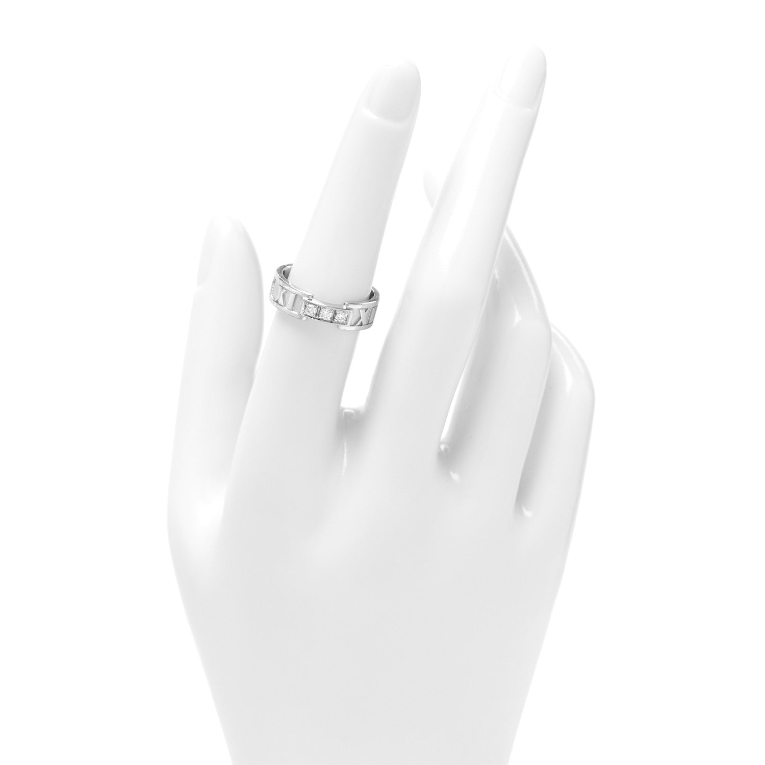 Tiffany 18k White Gold Diamond Atlas Ring 53/6.5 2 of 4