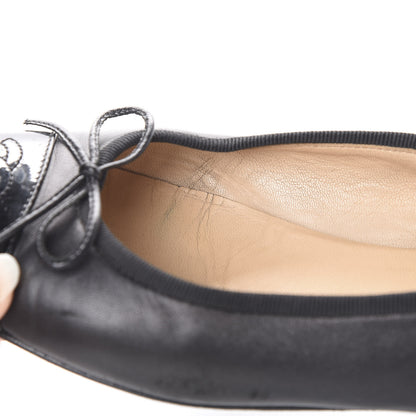 Chanel Lambskin Patent Cap Toe Ballerina Flats 37.5 Black 15 of 20