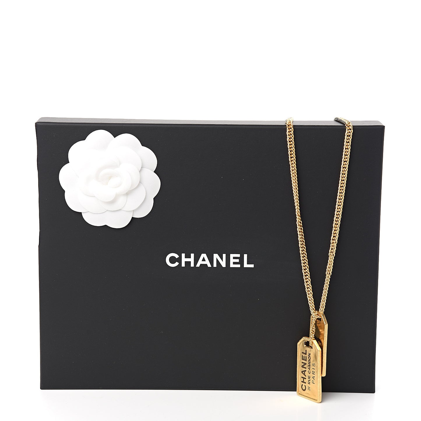 ID Dog Tag Charm Necklace Gold