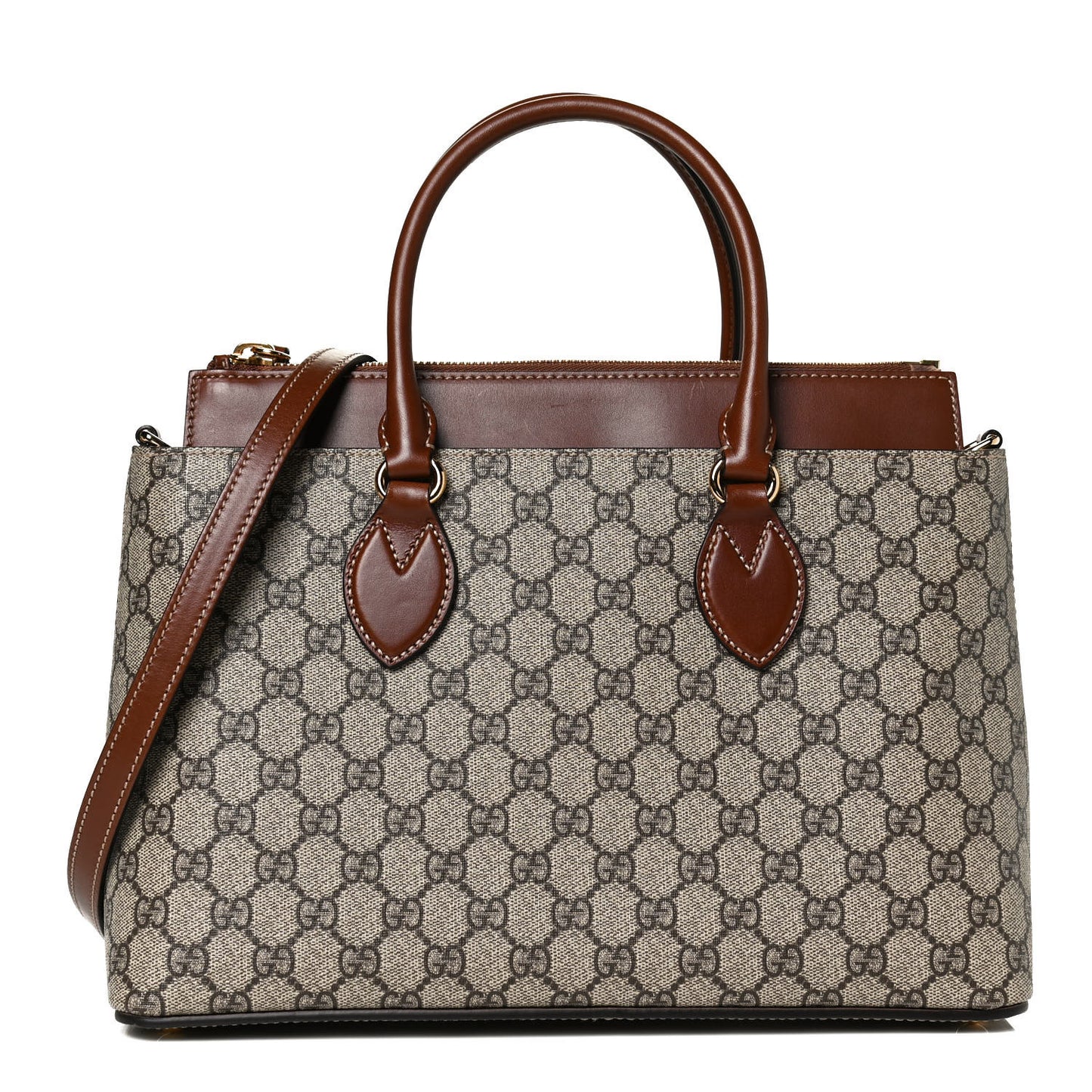 GG Supreme Monogram Small Zip Top Tote Beige Tuscany