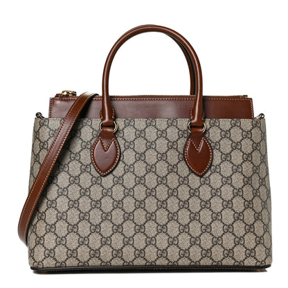 Gucci GG Supreme Monogram Small Zip Top Tote Beige Tuscany 1 of 13