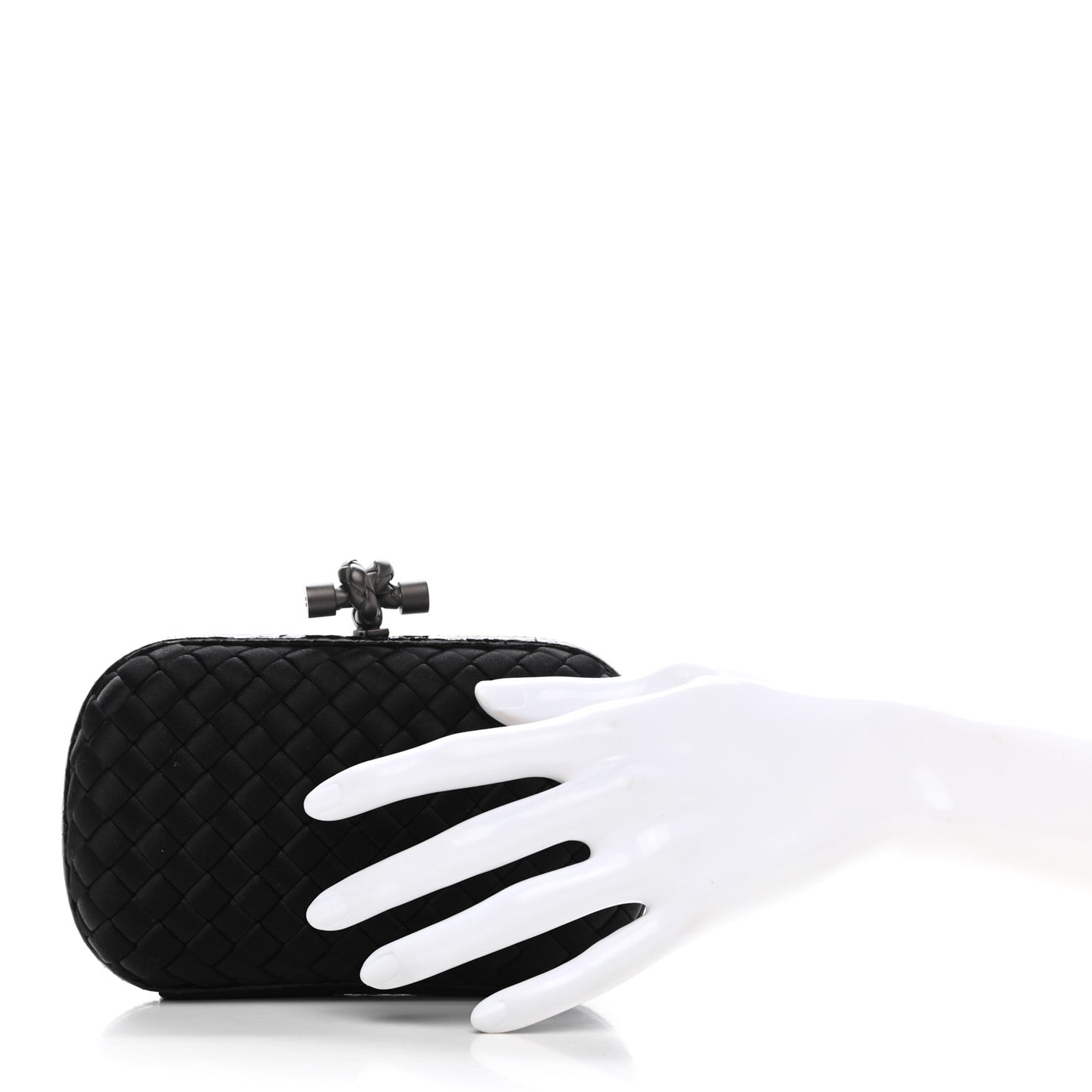 Satin Intreccio Impero Ayers Knot Clutch Black