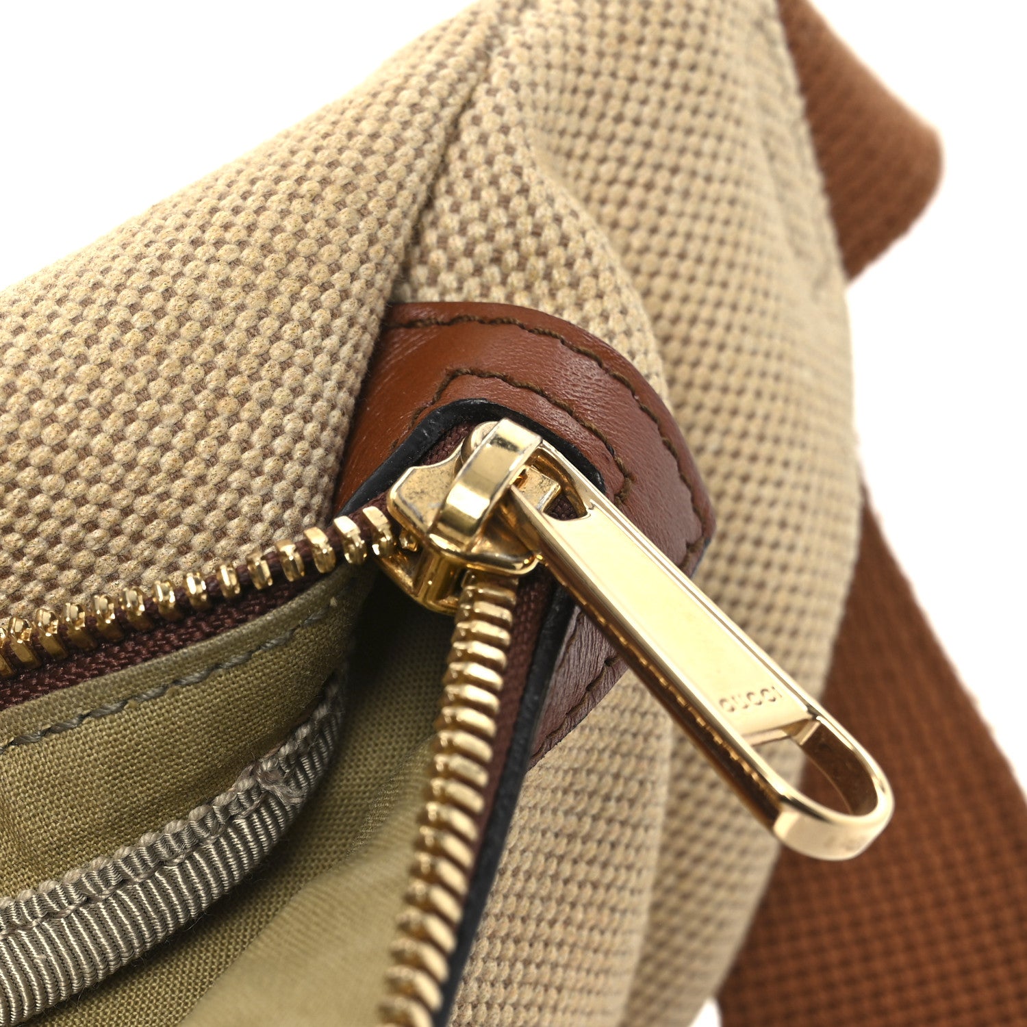 Gucci Vintage Canvas Web Belt Bag Sand Cuir 11 of 13