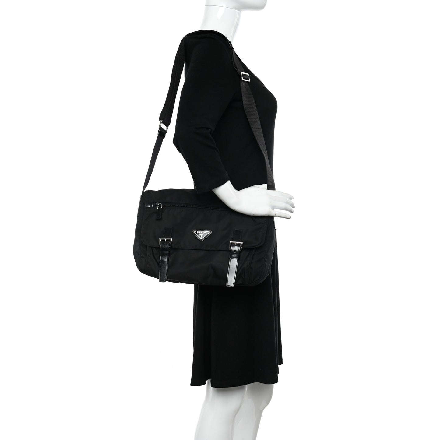 Tessuto Nylon Messenger Bag Black