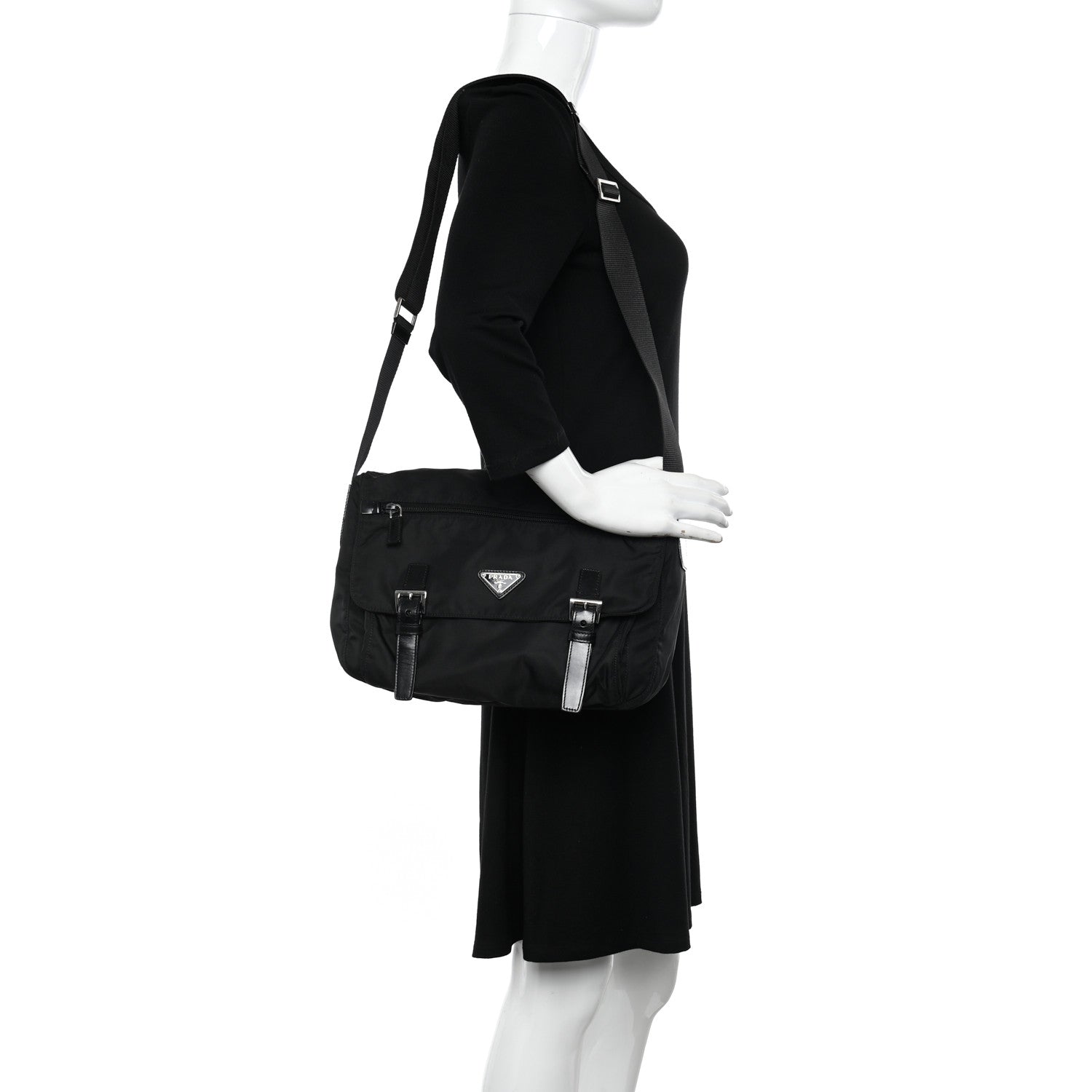 Prada Tessuto Nylon Messenger Bag Black 2 of 9