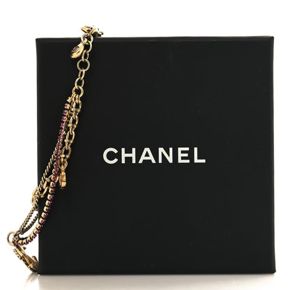 Chanel Crystal Chain CC Charm Bracelet Pink Gold 5 of 5
