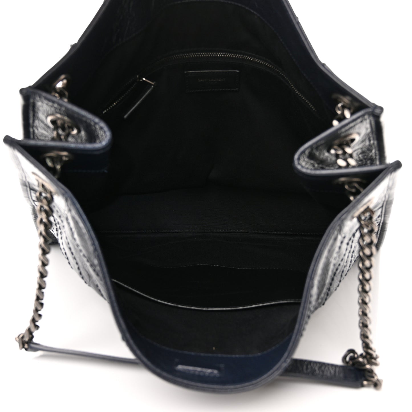 Crinkled Calfskin Matelasse Monogram Niki Shoulder Bag Deep Marine