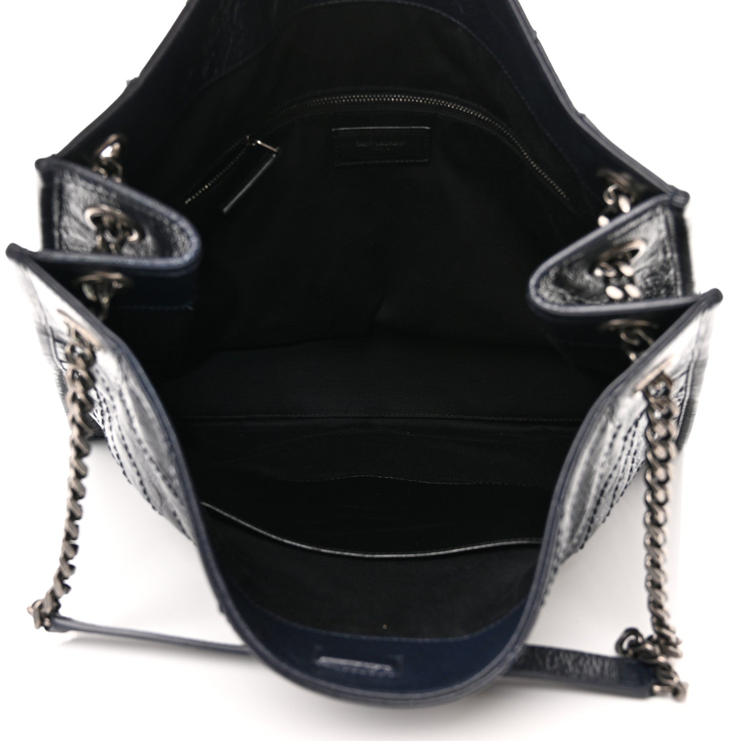 Saint Laurent Crinkled Calfskin Matelasse Monogram Niki Shoulder Bag Deep Marine 5 of 10